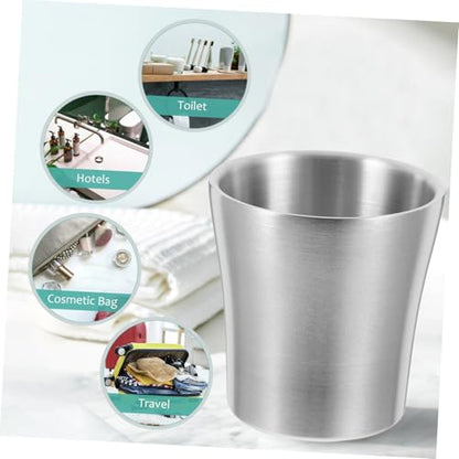 Holibanna Stainless Steel Water Cup Slim Waist Design for Travel and Bathroom Use Versatile Mouth Rinse and Toothbrush Holder Lightweight Metal Tumbler with Ergonomic Grip