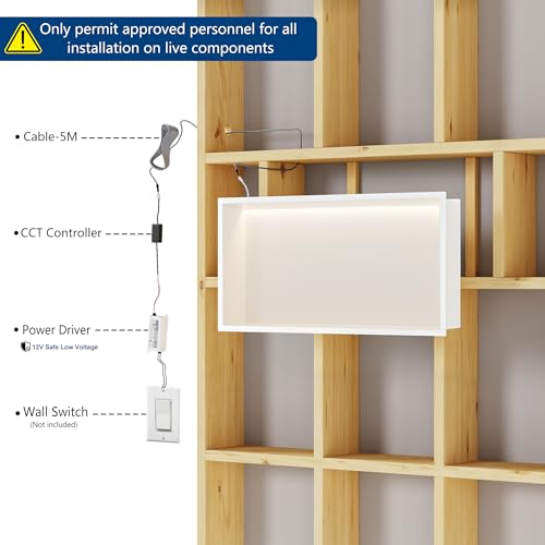 Qeke 24" X 12" Stainless Steel Shower Niche w/ 3 CCT Dimmable Light, White | No Tile Needed Wall Niche, Recessed Niche w/ Light(3000K/4000K/6000K), IP66 Waterproof, Space Saving & Durable - color: Matte White, size: 24" X 12"