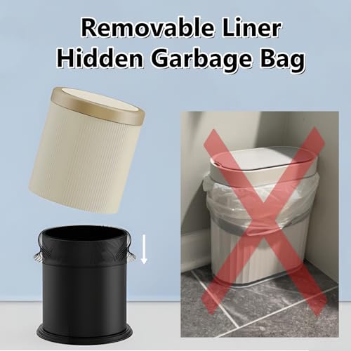 URALFA 2Pack Bathroom Trash Can with Lid, Automatic Motion Sensor Trash Can | 2.8 & 3.7 Gallon Bathroom Garbage Can Touchless, Smart Waterproof Trash Bin for Bedroom, Office, Cream White and Gold - color: Cream White