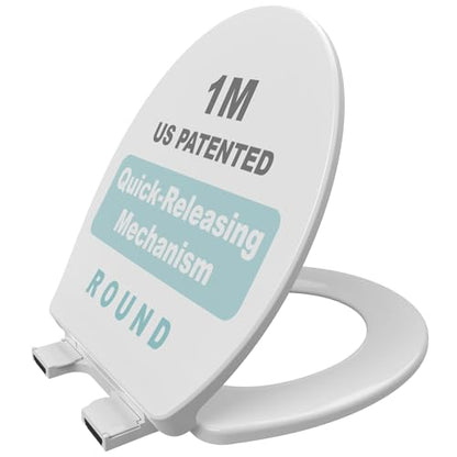 1M Family Toilet Seat, Patented Slow Close & Quick Releasing Technology, Anti-Wiggling, Easy to Install and Clean, Standard Round with Adult Seat Only (2 Pieces) - style: Round with Adult Seat Only
