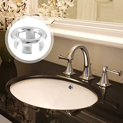 6 Pack Sink Overflow Ring, Chrome Plastic Hollow Basin Drain Cover | Fits 22-25mm Overflow Hole, Tool-Free Flex Buckle Install, Anti-Aging Rust Proof, for Ceramic Bathroom Kitchen Sink - color: Chrome -- 6 Pack, style: Plastic
