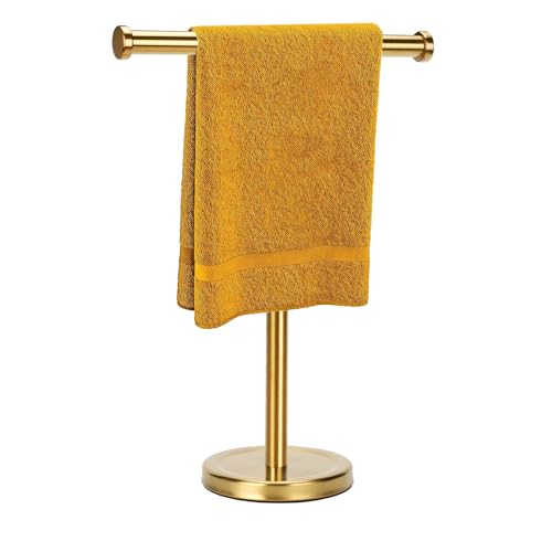 Hand Towel Holder Stand with Heavy Base, Hand Towel Rack for Bathroom (Stainless Steel, Gold Brushed) - color: Gold Brushed