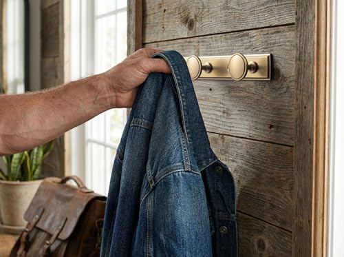 Goo-Ki Champagne Bronze Coat Rack Wall Mount with Escutcheon Backplate, Modern Heavy Duty Zinc Alloy Coat Hooks, Soft Gold Hat and Towel Hanger Rail for Entryway, Bathroom and Mudroom (5 Hooks) - color: Champagne Bronze
