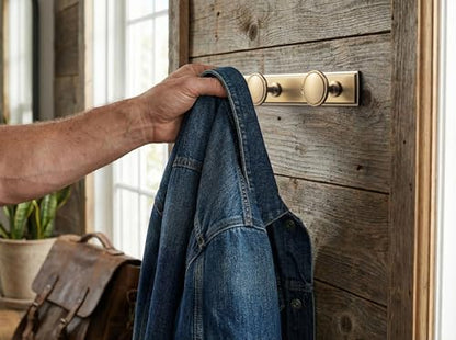 Goo-Ki Champagne Bronze Coat Rack Wall Mount with Escutcheon Backplate, Modern Heavy Duty Zinc Alloy Coat Hooks, Soft Gold Hat and Towel Hanger Rail for Entryway, Bathroom and Mudroom (5 Hooks) - color: Champagne Bronze