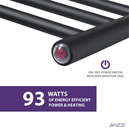 ANZZI Gown 7-Bar Wall Mounted Towel Warmer in Matte Black, Energy Efficient 70W Electric Plug in Heated Towel Rack for Bathroom, Stainless Steel Towel Heater Rail Quick Towel Dryer, TW-AZ027MBK - color: Matte Black