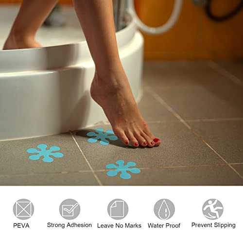 HARFINGTON 1 Set(20pcs) Non Slip Bathtub Stickers Bath Shower Floor 3.15" 3.94" Anti-Slip Sticker Tape Snowflake Style Decals for Bathroom Kitchen Bathtub Treads Stairs, Transparent - color: Transparent