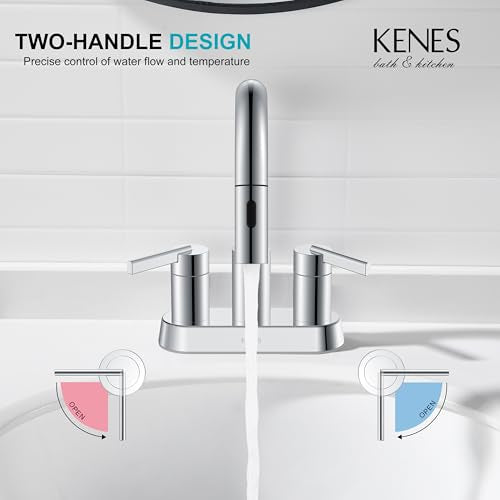 Chrome Centerset 2 Handle Pull Down Bathroom Faucet with Sprayer | Pull Out Bathroom Faucet with Pop Up Drain & Supply Lines, Lead-Free cUPC & NSF Certified, 3 Hole Faucet for Vanity RV Bar - color: Chrome
