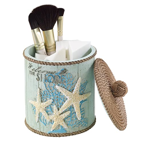 Avanti Linens - Covered Jar, Guest Bathroom Essentials, Coastal Inspired Bathroom Decor (Beachcomber Collection) - size: Covered Jar