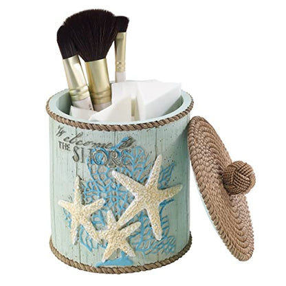 Avanti Linens - Covered Jar, Guest Bathroom Essentials, Coastal Inspired Bathroom Decor (Beachcomber Collection) - size: Covered Jar