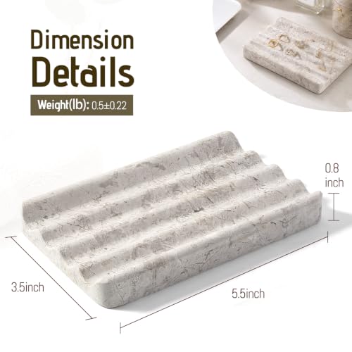 Karibiber Marble Soap Dish, Bar Soap Dish Shower, Grey Bathroom Soap Holder, Stone Sponge Holder for Kitchen Sink - color: Tundra Grey