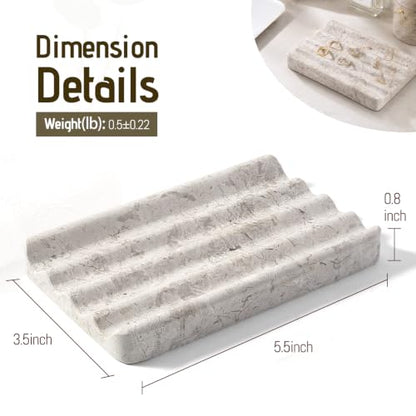 Karibiber Marble Soap Dish, Bar Soap Dish Shower, Grey Bathroom Soap Holder, Stone Sponge Holder for Kitchen Sink - color: Tundra Grey