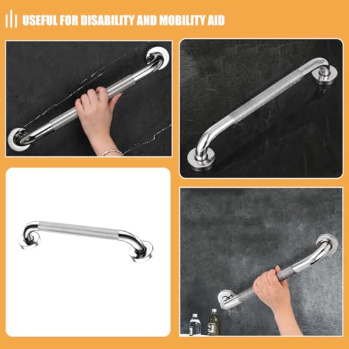 DOITOOL Stainless Steel Non-Slip Grab Bars for Bathroom and Shower, 40cm Textured Bathtub Handrail with Anti-Slip Knurling, Safety Support Rail for Elderly and Disabled Users