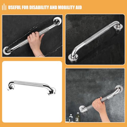DOITOOL Stainless Steel Non-Slip Grab Bars for Bathroom and Shower, 40cm Textured Bathtub Handrail with Anti-Slip Knurling, Safety Support Rail for Elderly and Disabled Users