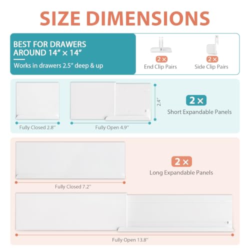 Adjustable Drawer Dividers for Small & Junk Drawers - Starter Kit | Slim interlocking grid for vanity, makeup, desk & bathroom; 3D guide shows where each piece goes; expandable, tool-free