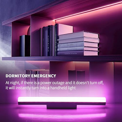 Rechargeable Wall Lights Bar Set of 2,Cold White with RGB | 16 Inches 4000Ma Battery Operated Magnetic LED Vanity Lights For Mirror, Remote Control Color Change Bathroom Makeup Light - color: Cold white with RGB