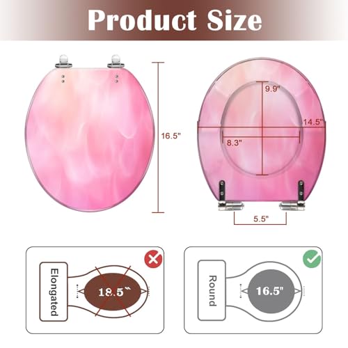 Round Toilet Seat Delicate white pink delicate Background for Valentine s Day Resin Toilet Seat Slow Quiet Close with Quick-Release Hinges Toilet Seat with Cover Easy to Clean Install - color: Multi1, size: 16.5"x14.5"
