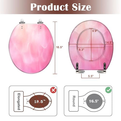 Round Toilet Seat Delicate white pink delicate Background for Valentine s Day Resin Toilet Seat Slow Quiet Close with Quick-Release Hinges Toilet Seat with Cover Easy to Clean Install - color: Multi1, size: 16.5"x14.5"