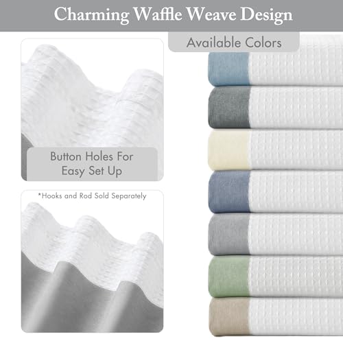 Madison Park Spa Waffle Shower Curtain Pieced Fabric with 3M Scotchgard Moisture Management Modern Home Bathroom Decorations, Tall 72"x84", Grey | Striped, Pieced Fabric Design, 3M Scotchgard Moisture Management, Hotel Quality, Modern, for Bathroom, OEKO-