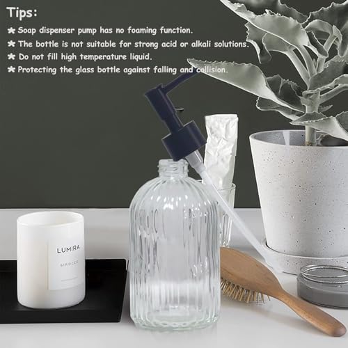 YYTSGG Clear Glass Soap Dispenser with Pump, 2 Pack 13.5oz, Vertical Stripe | Bathroom Soap Dispenser for Hand Wash and Dish Wash, Elegant Refillable Hand Dispenser for Dishwashing Liquid, Lotion - color: Clear