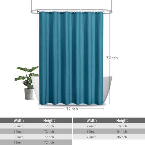 2-in-1 Waterproof Fabric Shower Curtain,No Separate Liner Needed,Linen Textured,Effortless Cleaning & Washable Bathroom Shower Curtain Set with 12 Plastic Hooks,72"x72",Ocean Blue - color: Ocean Blue, size: 72"W x 72"L (Pack of 1)