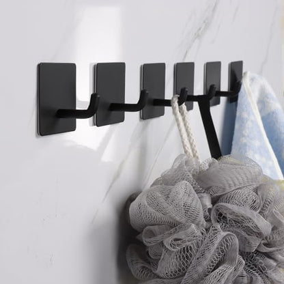 Bath Towel Hooks, 4 Pack Strong Self Adhesive Coat/Clothes Hooks, No Drilling Sticky Hooks, Heavy Duty 304 Stainless Steel Shower Wall Hook for Bathroom Kitchen Bedroom(Matte Black) - color: Matte Black-4