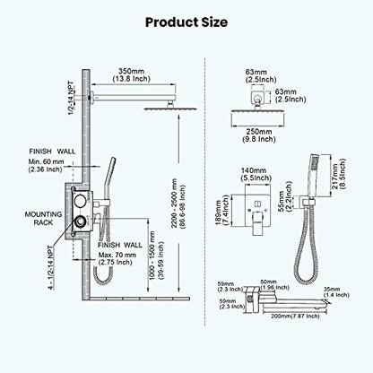 gotonovo Tub Shower Faucet Set with Valve Kit 10’’ Head,Polished Chrome | Shower System with Tub Spout,SUS304 Rain Head with Handheld Sprayer,Swivel Spout,All Metal,Rough-In Valve Trim Kit,Wall Mount - color: Chrome, size: 10’’ Head