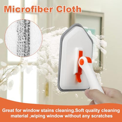 Long Handled Scrub Brush for Shower，3-in-1 Cleaning Brushes with 3 Different Function Cleaning Heads Brush for Shower Cleaning Bathroom Kitchen Walls Tub Tile - color: Orange