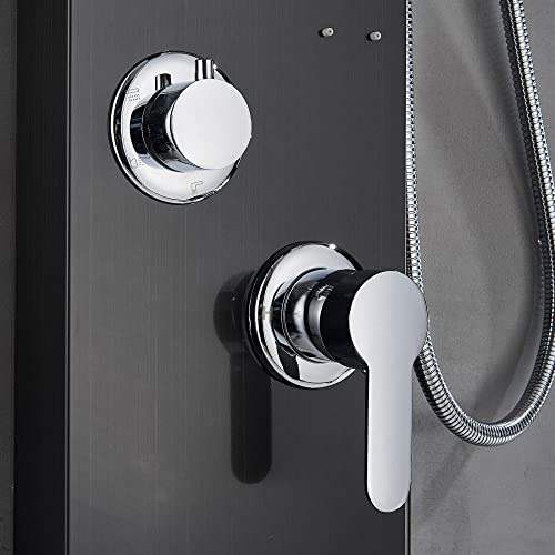 Black Shower Panel Tower System Led Rain Head Combination Massage Body Jets Faucet Shower Column