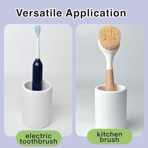 Nature Diatomite Toothbrush Holders for Bathrooms,Drying Stone Electric Toothbrush Holder, Toothpaste Holder, Water-Absorbent, Hand Made, Toothbrush Organizer for Bathroom Countertop, White - size: Single