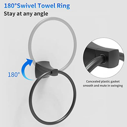 Hand Towel Holder for Bathroom Kitchen Matte Black Towel Ring Towel Hanger Stainless Steel and Zinc Alloy Wall Mount - color: Matte Black