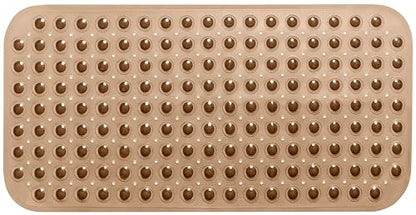 Large Non-Slip Bathtub & Shower Mat 31 inch x16 inch (Smooth/Non-Textured Tubs Only) Safe, Clean, Machine-Washable, Superior Grip&Drainage, Vinyl, Transparent Brown, Medium - color: Transparent Brown, size: Large (31"x16")
