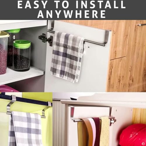 2 Pieces Towel Bar, Stainless Steel Towel Hanger Kitchen Cabinet Towel Rack, Over Door Towel Rack Bar Holders(Color:S,2pcs)