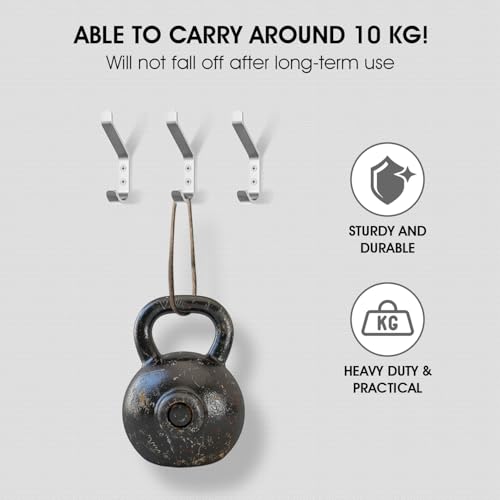 GlazieVault Coat Hooks – Door Hook (5 Pack) - Heavy Duty Wall Mounted - Premium Design Rust Free Hooks - style: Flat Hooks Silver P-05