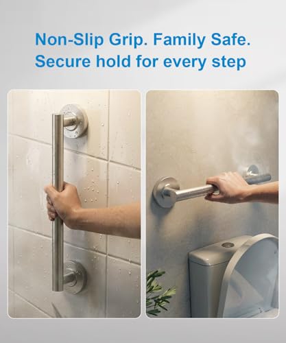 Shower Grab Bar Set, ADA Compliance Brushed Stainless Steel Handicap Grab Bar for Bathtubs and Showers, Modern 3-Pack 18" 24" 36" Shower Safety Bars for Seniors - color: Brushed Nickel