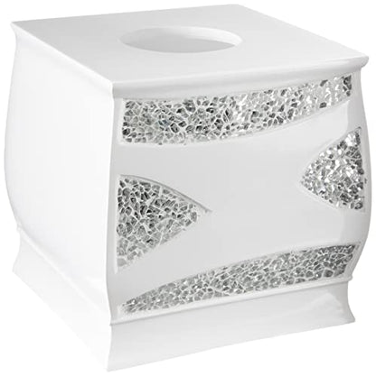 Popular Bath Sinatra Modern Bath Tissue Box Modern Classic Contemporary Decorative Beautiful Designs Bathroom Decor for Home Luxury Bath, White - size: Tissue Box