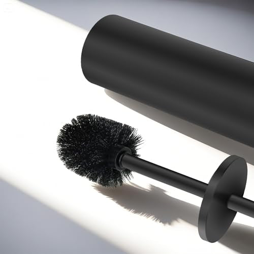 Stainless Steel Toilet Brush with Holder Set for Bathroom Storage and Organization Toilet Bowl Cleaner Brush and Holder (1, Black) - color: Black