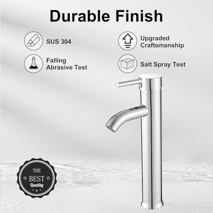 Bathroom Vessel Sink Faucet Modern Basin Mixer Tap Chrome Tall Body Single Handle One Hole Lavatory Faucet - color: T-Chrome, size: Tall