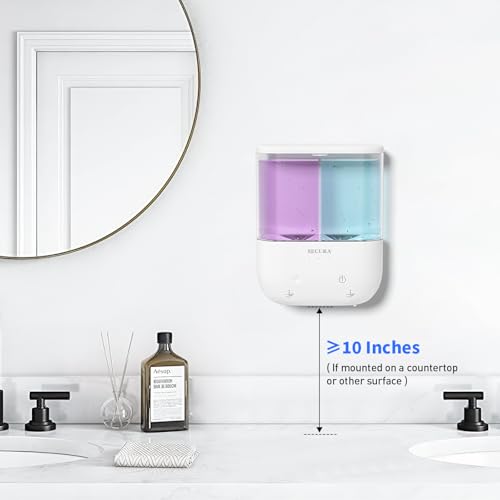Touchless Wall Mounted Dual Automatic Soap Dispenser – 2 x 17 fl oz. Chambers Rechargeable Liquid Soap Dispenser Prefect for Bathroom & Kitchen (White)