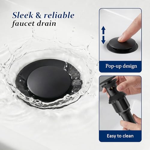 BWE Brass Matte Black Waterfall Bathroom Faucet for Farmhouse & Classic | Wide Waterfall Spout, Ceramic Cartridge, Fits 1 or 3-Hole Sink, Single Handle, Handware Included, Easy Install - color: Black