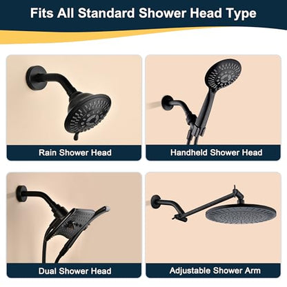 BRIGHT SHOWERS Shower Arm with Flange, Solid Brass 6 Inch Wall Mount Shower Head Extension, Extra Thick All Metal Shower Pipe Arm and Shower Neck Replacement, Matte Black - color: Matte Black, style: Basic 6 Inch