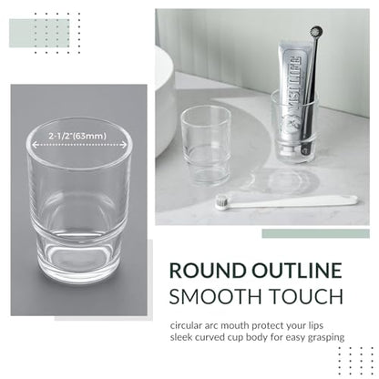 Aomasi Glass Toothbrush Holders for Bathroom Sink, 2 Pack, Transparent | Thickened Substantial Glassware, Bathroom Tumbler Cup for Daily Drinking Water, Easy to Clean, Toothbrush Holder Replacement - color: Transparent