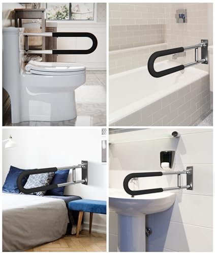 Handicap Grab Bars Rails 23.6 Inch Toilet Handrails Bathroom Safety Bar Hand Support Rail Handicapped Handrail Accessories for Seniors Elderly (23.6inch-2pc) - size: 24inch-2pc