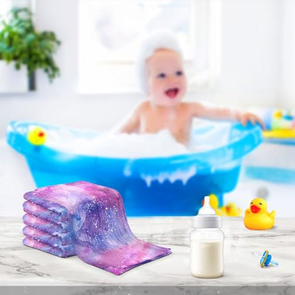YETTASBIN Galaxy Muslin Baby Hand Washcloths, Soft Cotton Bath Face Towel, 4 Layers Extra Absorbent Feeding Burp Cloth for Newborn Infant, 5 Pack - size: 12 Inch x 5 Pack