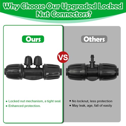 1/2 Inch To 1/4 Drip Irrigation Fittings - 8 Pack Drip Line Irrigation 1/2'' to 1/4'' Barbed Tee Adapter Anti-Drop Lock Nut Barbed Reducer 4 Way Connectors for Drip Irrigation System - size: 1/2" 4 Way Tee