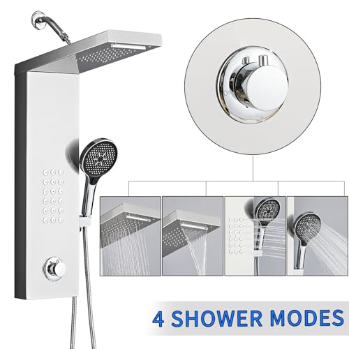 Shower Panel Tower System,Rain Shower Head Rainfall | Waterfall Shower,Handheld High Pressure Rain Massage System(Silver) - color: Silver, style: Normal