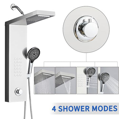 Shower Panel Tower System,Rain Shower Head Rainfall | Waterfall Shower,Handheld High Pressure Rain Massage System(Silver) - color: Silver, style: Normal