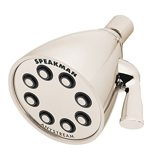 Speakman S-2251-PN Signature Icon Anystream High Pressure Adjustable Solid Brass Shower Head, Polished Nickel - color: Polished Nickel, size: 2.5 GPM