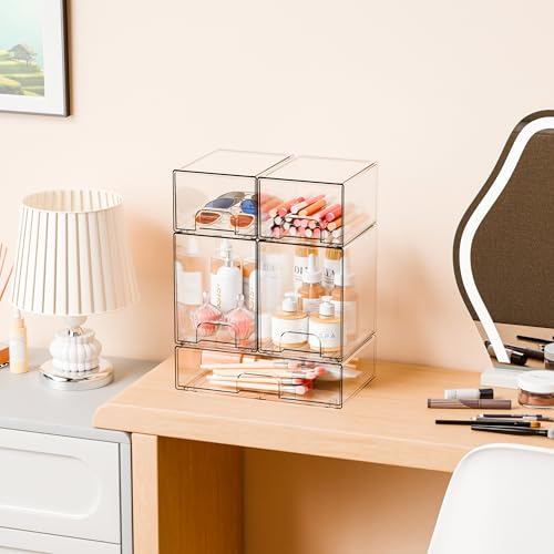 5 Set Clear Stackable Storage Drawers and Acrylic Drawer Organizer,BPA Free Baby Bottle Organizer for Countertop and Bottle Station Organizer for Breast Pump Parts,Pacifier and Baby Accessories - style: 5 PACK