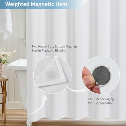 Waterproof Fabric Shower Curtain,No Liner Needed,54x72,White | 2-in-1 Design,Linen Textured,100% Waterproof TPU-Laminated Backing,Magnetic Weighted,Machine Washable,For Bathroom,Hotel - color: White, size: 54"W x 72"L (Pack of 1)