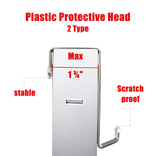 Heavy-duty Single Over Door Hooks, Stainless Steel Hanger Organizer for Hanging Bag, Towel, Bath Robe, Shoe Rack, Fit 1-1/2" to 1-3/4", Rubber Protective Head, Great Replacement (Silver, 4 Pack) - size: 4 Pack